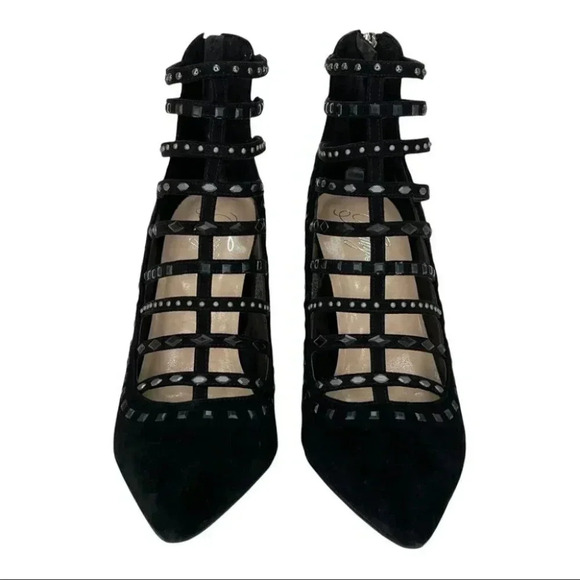 NWOB Fergie Aubree Black Suede Leather Womens Heels Size 10M - Picture 4 of 13